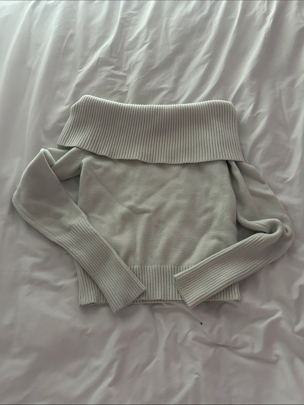 Charlotte Russe Off-the-Shoulder Ribbed Sweater in Cream